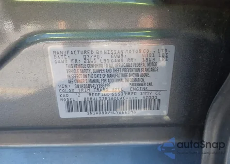 2020 Nissan Sentra Sr Xtronic Cvt from USA, damaged, VIN 3N1AB8DV4LY266198